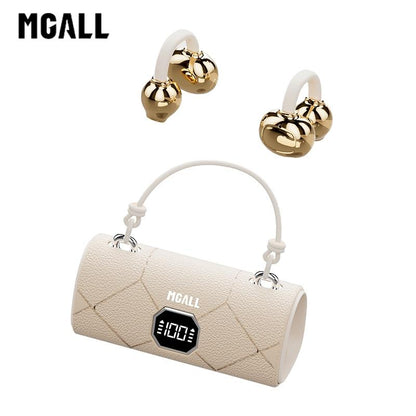 MGALL X22 Fashionable Clip-On Wireless Headphones with Handbag‑Style Light‑Luxury Leather Texture, Comfortable Fit, 2025 Bluetooth 6.0, LED HD Display, Hifi Sound, Sport & Travel Ready, Perfect Gift for Girlfriend,Tiktokshop Back to School