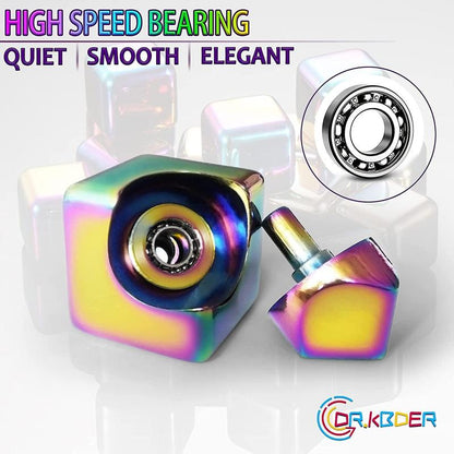 Alloy Spinning Rubik'S Cube, Finger Spinner, Colorful Square Fidget Spinner, Cube Leisure Toys