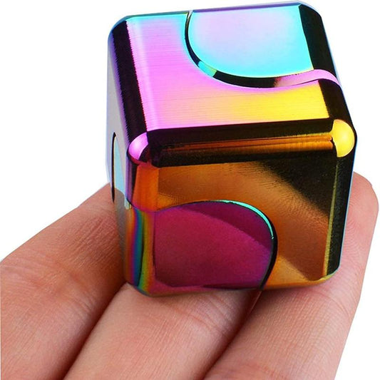 Alloy Spinning Rubik'S Cube, Finger Spinner, Colorful Square Fidget Spinner, Cube Leisure Toys