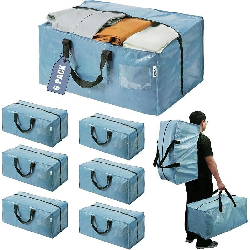 6 Pack Extra Large Moving Bags with Zippersheavy-Duty Storage Tote for Space Saving Moving Storage (Pink) Moving Bags Carry-On Suitcase Compact Travel Vacuum Storage Bags Organizer Storage Bag Large Capacity Pocket Easy Open Lid