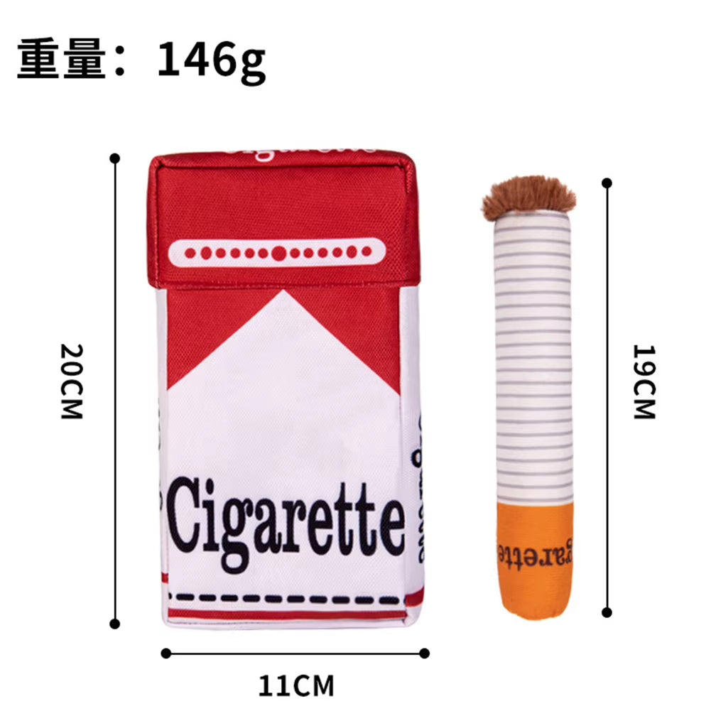 Dogs Cigarette Teeth Grinding Toys with Squeaking Sound Funny Squeaky Cigar Plush Toy for Pet Chewing Teething Grinding Training
