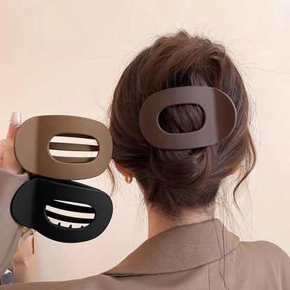 4Pcs Frosted Oval Acrylic Hair Clips – Minimalist Solid Color Barrettes for Women, No Crease, Daily Wear & Gift-Ready