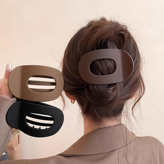 4Pcs Frosted Oval Acrylic Hair Clips – Minimalist Solid Color Barrettes for Women, No Crease, Daily Wear & Gift-Ready