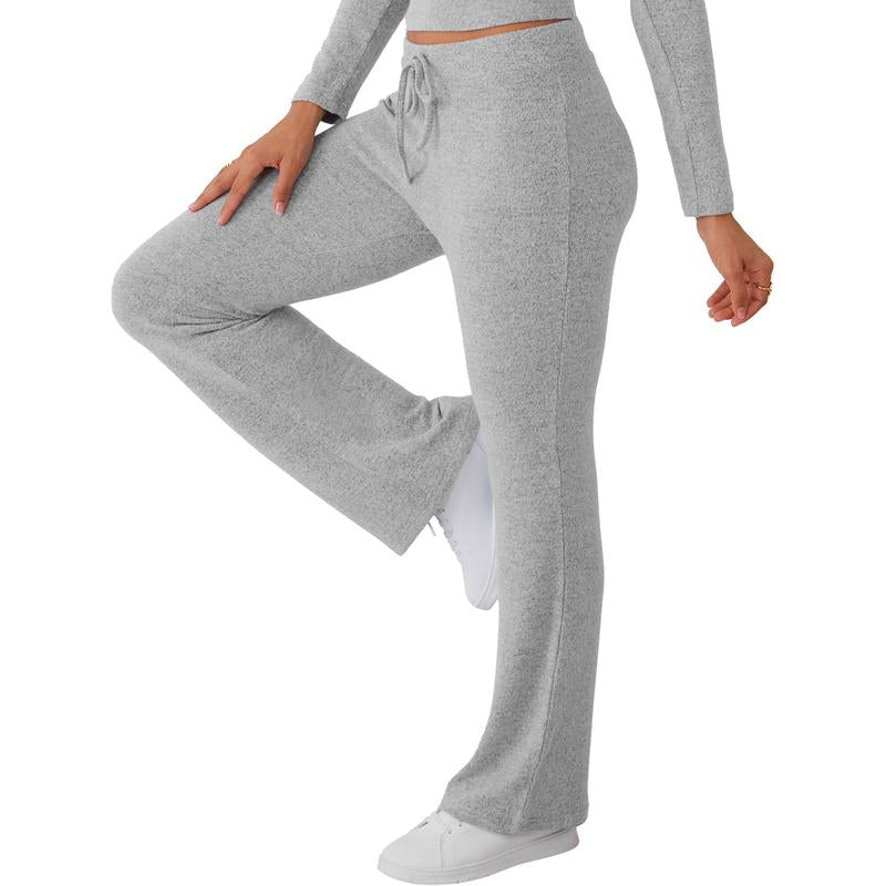 TRENDY QUEEN Women 2 Piece Foldover Yoga Flare Leggings Pants Crop Tops Casual Y2K Outfits