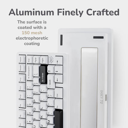 Elecfox INKY75 75% Aluminum Mechanical Keyboard with Rechargeable RGB Backlight, Keyboards & Mice Accessories, Creamy Keyboards PC Accessories
