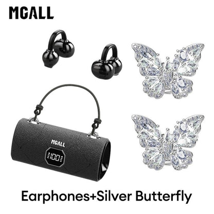 MGALL X22 Fashionable Clip-On Wireless Headphones with Handbag‑Style Light‑Luxury Leather Texture, Comfortable Fit, 2025 Bluetooth 6.0, LED HD Display, Hifi Sound, Sport & Travel Ready, Perfect Gift for Girlfriend,Tiktokshop Back to School