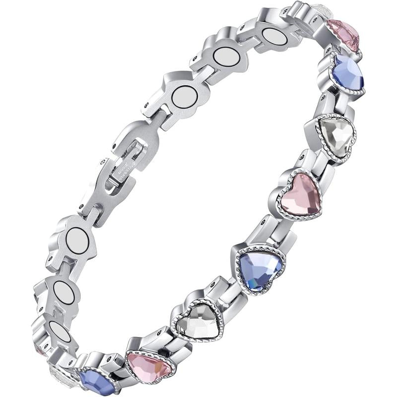 Jecanori Magnetic Bracelets for Women, Titanium Steel Magnetic Bracelet with Neodymium Magnets & Sparkling Crystals, Jewelry Gifts