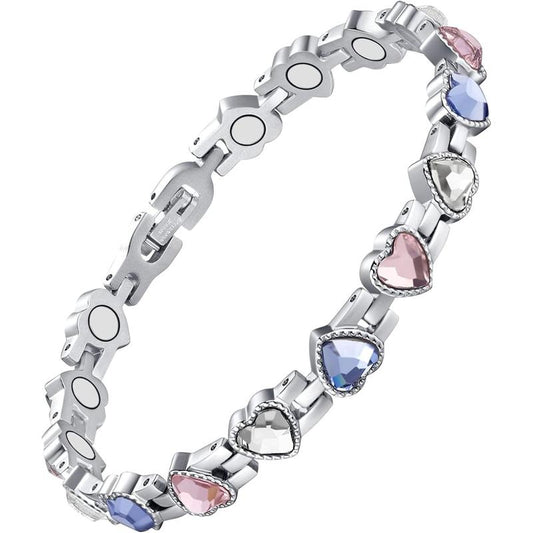 Jecanori Magnetic Bracelets for Women, Titanium Steel Magnetic Bracelet with Neodymium Magnets & Sparkling Crystals, Jewelry Gifts