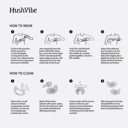 Hushvibe Invisible Push-Up Sticky Bra Seamless Fit, Adhesive V- Bra Fabric, Comfortable Women'S Underwear, Dresses, Bridal Bra, Strapless Bras, Women'S Bras.