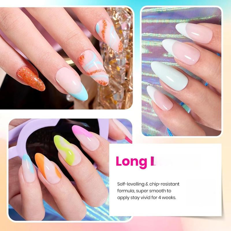 Beetles Summer Gel Nail Polish Set, 23 Pcs 20 Colors Neon Hot Pink Glitter Yellow Orange Blue Clear Pastel Gel Nail Polish Kit Soak off UV Base Glossy & Matte Top Coat Rainbow Nail Gift for Women