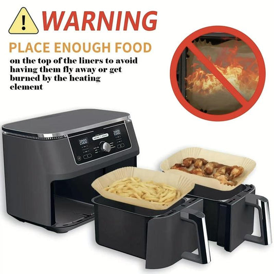 Air Fryer Paper Liners, 125Pcs Parchment Paper, Air Fryer Liners Disposable for Microwave, Non-Stick Air Fryer Liner Square Free of Bleach Bakeware Basket round Silicone