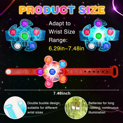 28 Pack LED Light up Fidget Spinner Bracelets, Party Favors for Kids 4-8 8-12 Glow in the Dark Party Supplies Treasure Box Toys for Class Birthday Gifts Xmas Stocking Stuffers for Teens Goodie Bags