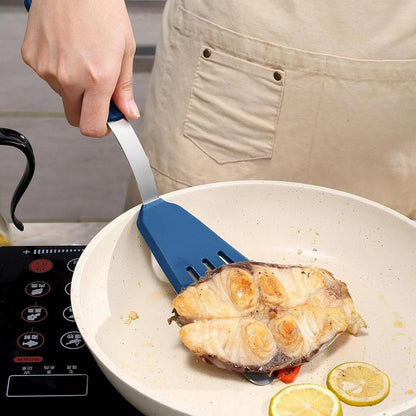 5 Pieces Silicone Spatula Set, Non-Stick Silicone Turner Spatulas, Heat Resistance Cooking Utensils, Flip Turner for Fish, Egg, Pancake, Light Grey