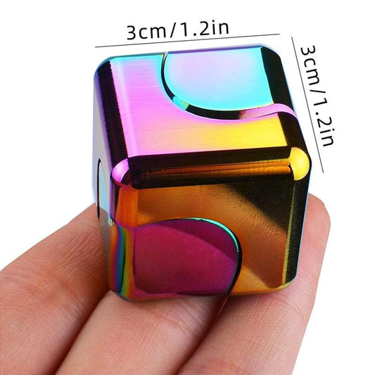 Alloy Spinning Rubik'S Cube, Finger Spinner, Colorful Square Fidget Spinner, Cube Leisure Toys