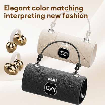 MGALL X22 Fashionable Clip-On Wireless Headphones with Handbag‑Style Light‑Luxury Leather Texture, Comfortable Fit, 2025 Bluetooth 6.0, LED HD Display, Hifi Sound, Sport & Travel Ready, Perfect Gift for Girlfriend,Tiktokshop Back to School