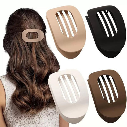 4Pcs Frosted Oval Acrylic Hair Clips – Minimalist Solid Color Barrettes for Women, No Crease, Daily Wear & Gift-Ready