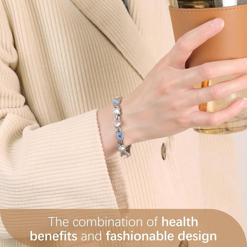 Jecanori Magnetic Bracelets for Women, Titanium Steel Magnetic Bracelet with Neodymium Magnets & Sparkling Crystals, Jewelry Gifts